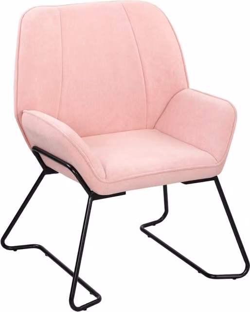 Poltrona Minimal in Velluto Rosa con Struttura in Metallo