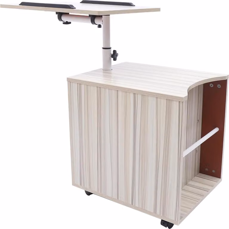 Tavolino girevole - Tavolino da divano/comodino - Ruotabile a 360°, 180° su/giù - MDF E1 e Acciaio al carbonio - Ripiano superiore con portata di 20 kg - Bianco