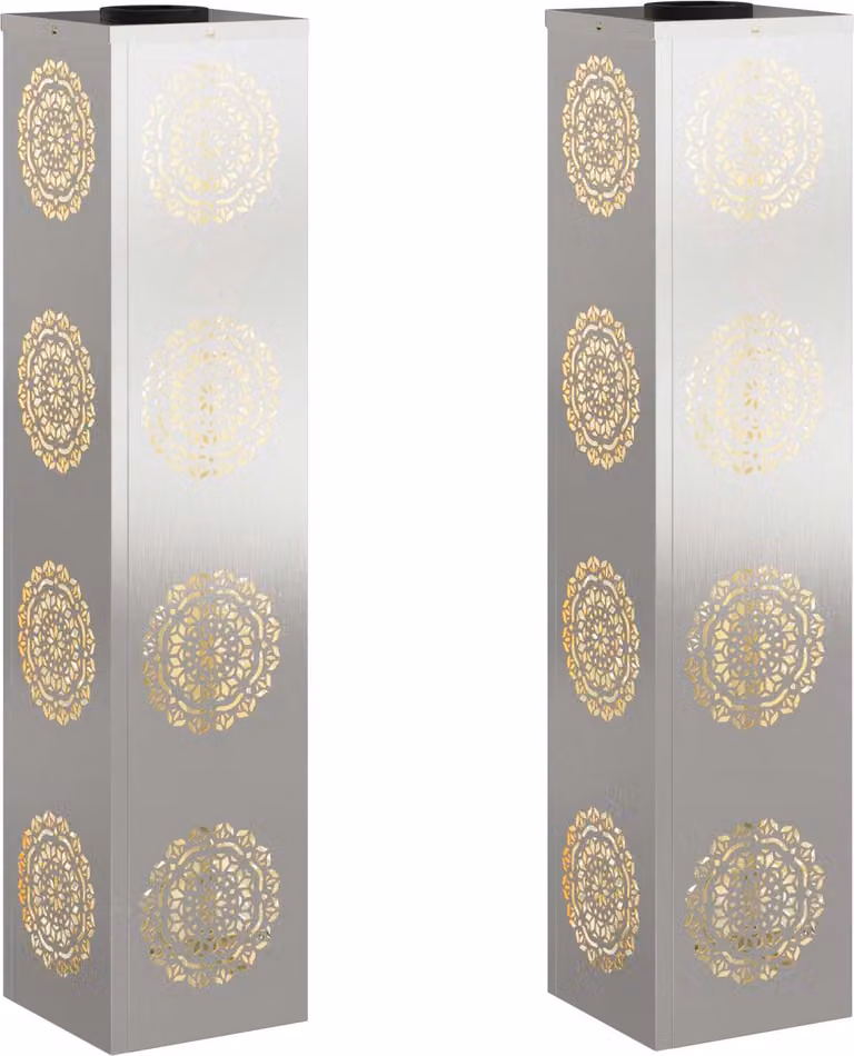 Faro LED solare per sentieri 2 pcs Argento Acciaio inossidabile