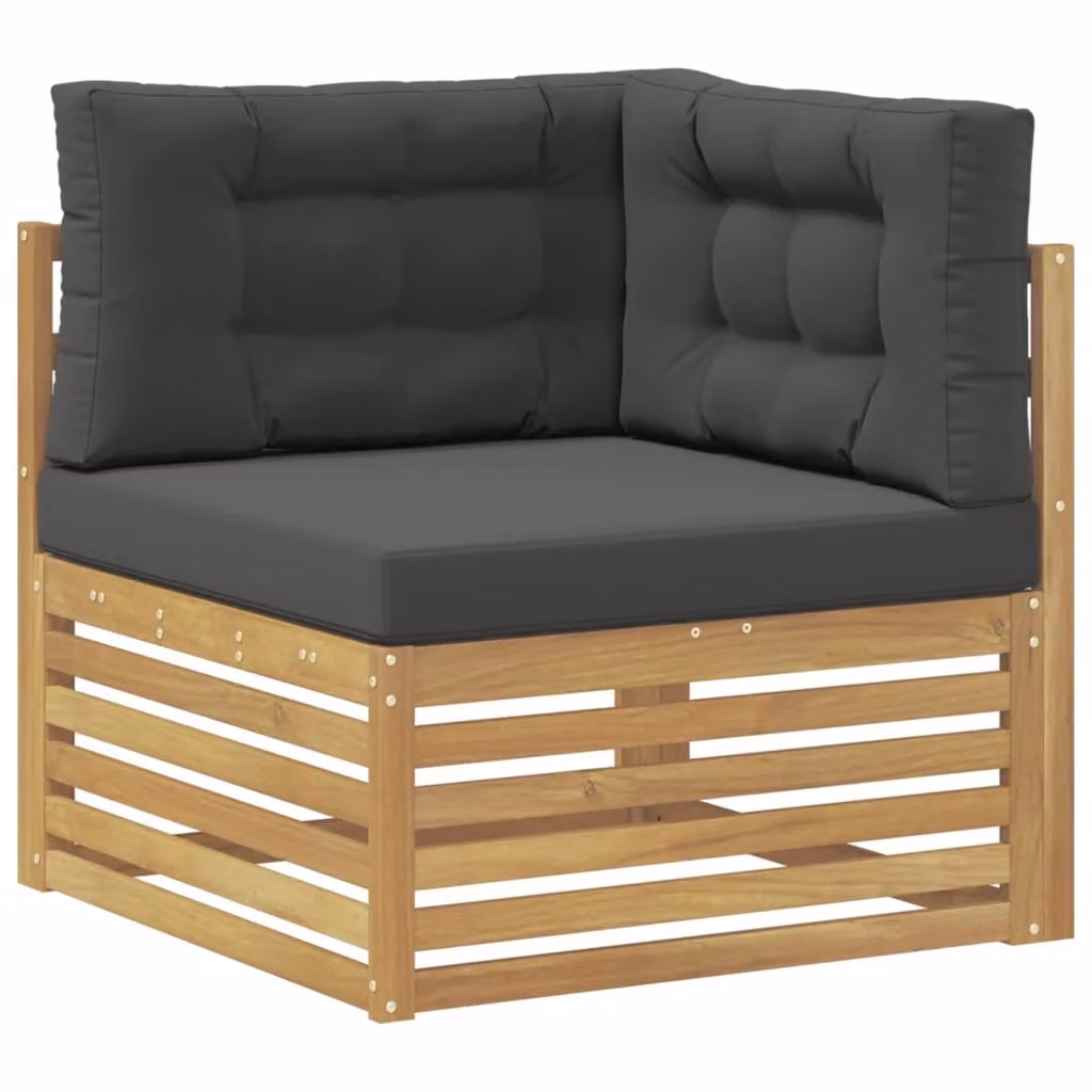 Divano Angolare da Esterno Componibile Design In in Legno di Acacia Massello Bianco con Cuscini – 2