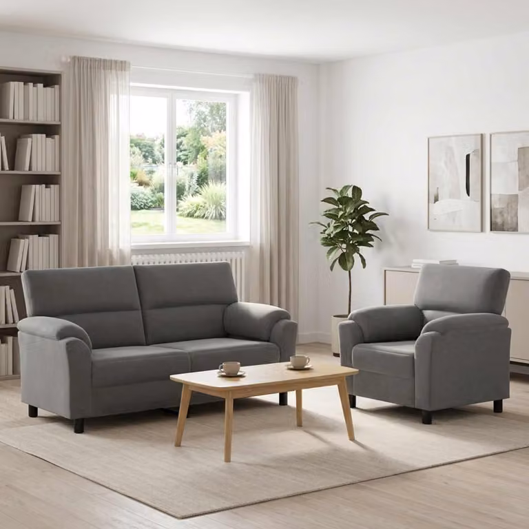 Set di 2 divani moderni vidaXL in velluto grigio scuro con struttura in metallo per il tuo soggiorno