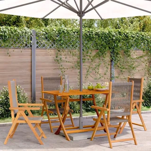 Sedie Reclinabili Pieghevoli 4pz Grigie Legno Massello Acacia 3214532