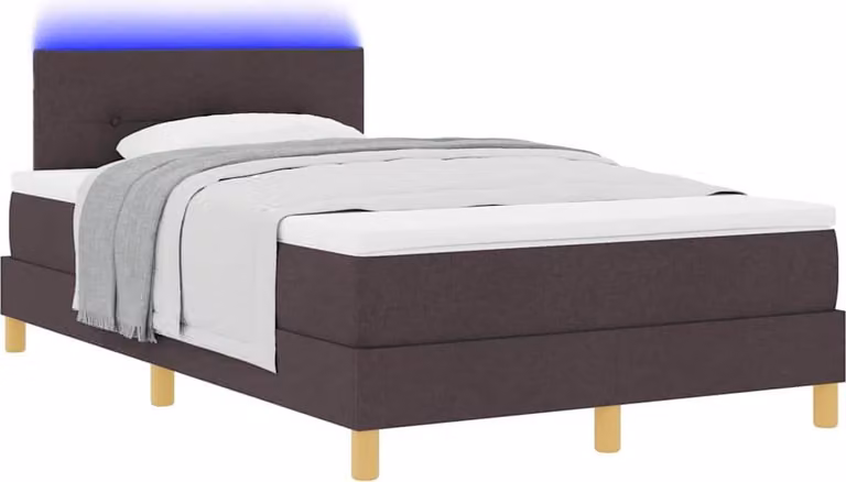Letto a Sorgente LED Marrone Scuro 120 x 200 cm Tessuto