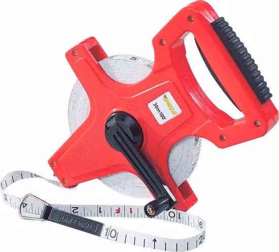 Nastro di misura in fibra di vetro con impugnatura 50 m x 13 mm HBM