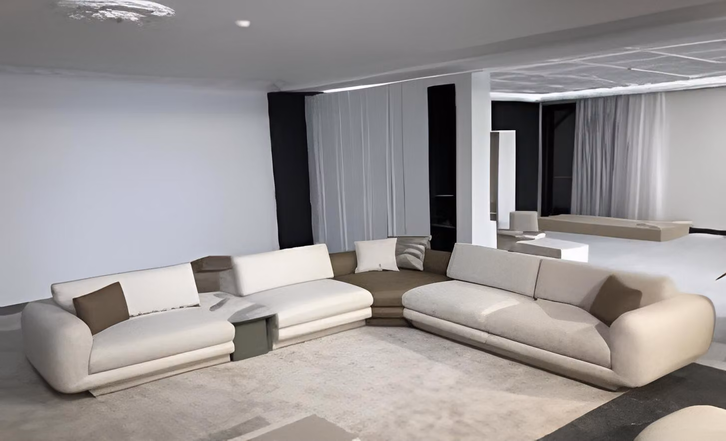 Moderne Wohnzimmer Beige L-Form Couch Stilvolles L-Form Ecksofa