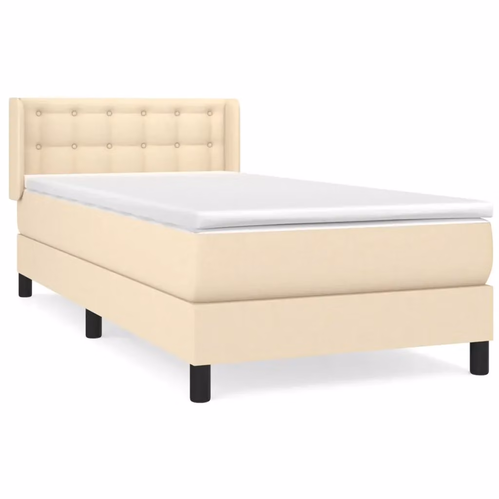 Letto Ibrido vidaXL con Giroletto a Molle e Materasso in Tessuto Beige e Bianco L/P/H: 203 x 103 x 88 cm – 2