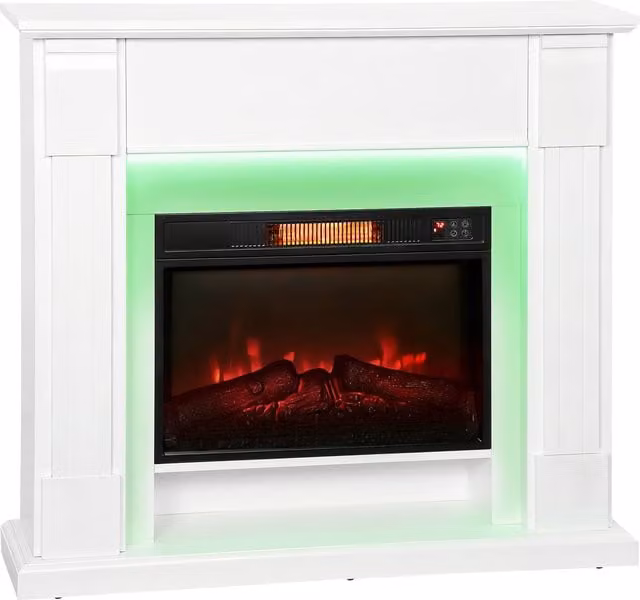 HOMCOM Camino Elettrico da Incasso con Effetto Fiamma 3D Striscia LED RGB 1800W Timer Termostato Bianco   Aosom Italy