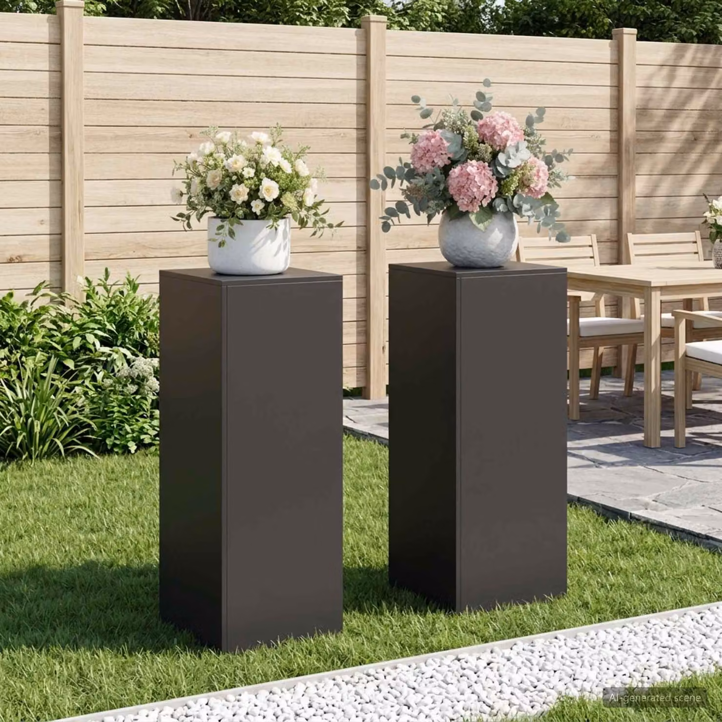 Set di 2 supporti per piante vidaXL in acciaio nero, L/P/H: 40 x 40 x 100 cm