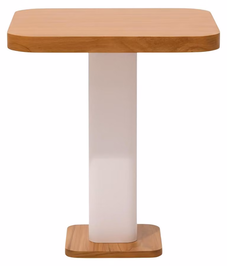 Tavolino moderno in stile minimalista con struttura in legno, colore marrone