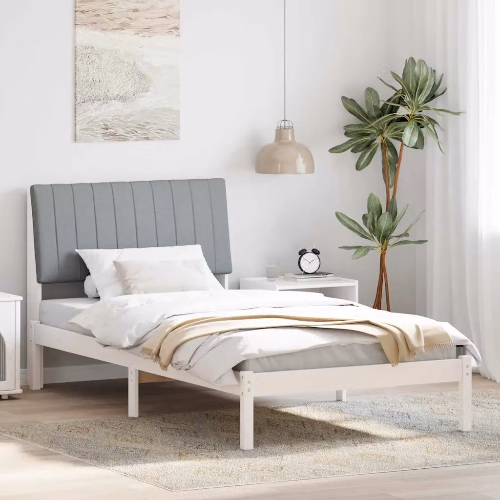 Struttura del letto moderna vidaXL in pino massello bianco 100 x 200 cm