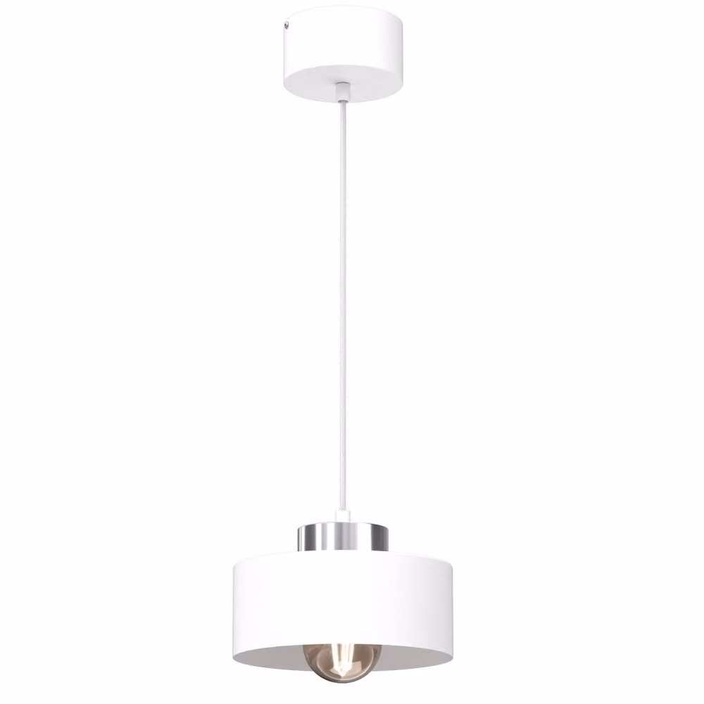 Lampada a sospensione bianca con elemento cromato Marti 1xE27 15W Luminex