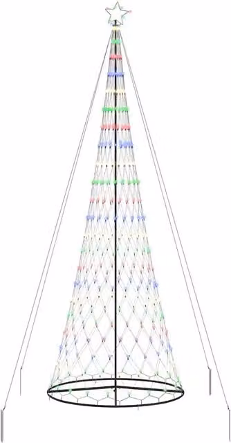 Albero di Natale moderno a cono con luci LED multicolore vidaXL, H: 399 cm, L: 138,5 cm, P: 138,5 cm