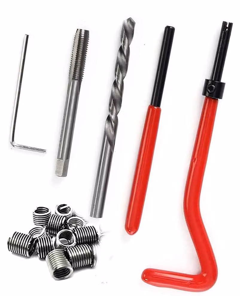 Omgoods - Kit di riparazione Helicoil, 15 pezzi - M9 x 1.25 - Maschio filettatore - Inserti filettati - Trapano con punta affilata - Materiale resistente - Kit di riparazione filettature
