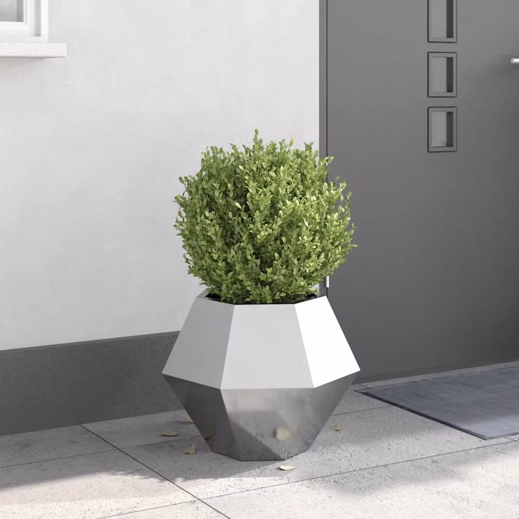 Fioriera vidaXL in acciaio zincato argento L: 50 cm, P: 50 cm, H: 40 cm
