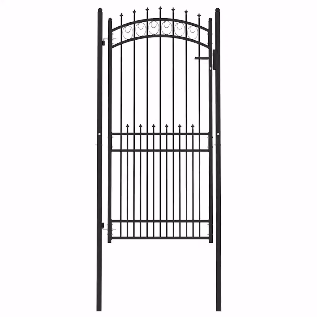 Cancello singolo a battente con punte EMMEN vidaXL in acciaio nero L: 100 cm, H: 200 cm
