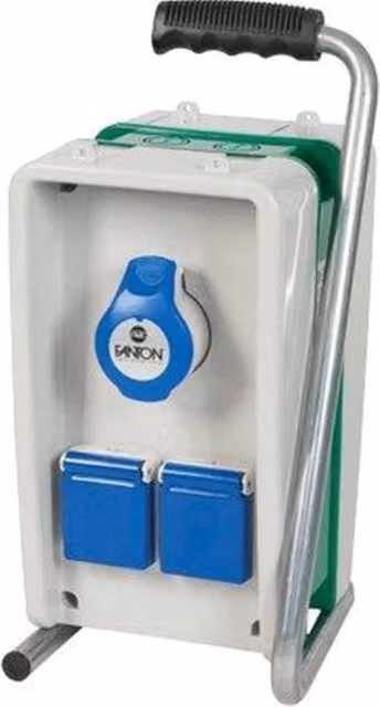 Quadro di distribuzione elettrica portatile Fanton Blu Eolo 74304 con 2 prese CEE e 2 prese 10/16A, protezione IP44, L 15,6 cm x P 18,5 cm x H 33,8 cm