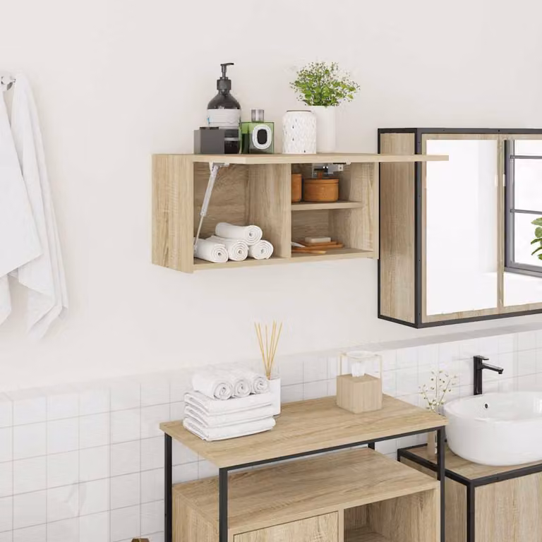 Mobile da bagno vidaXL in legno multistrato e MDF, colore marrone, L 60 x P 25 x H 30 cm