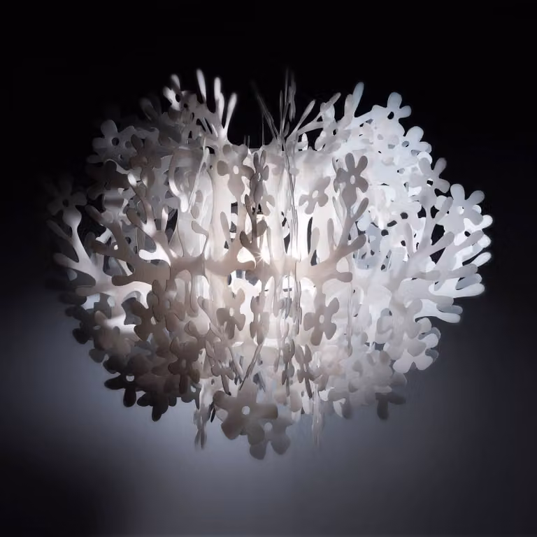 Slamp Lampada a sospensione FIORELLA, dimmerabile, Bianco / Opale, Soggiorno / Sala da pranzo, Plastica, Design, Lampada a sospensione