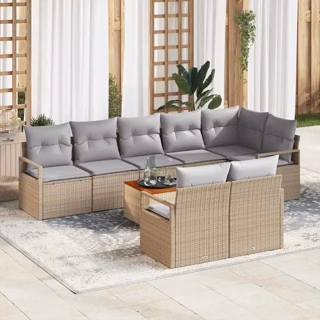 Set Divano da Giardino 9 pz Beige polyrattan 3347721