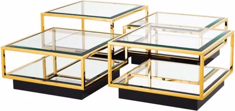 Casa Padrino Tavolino da caffè Art Deco oro set di 4 - tavolo da soggiorno