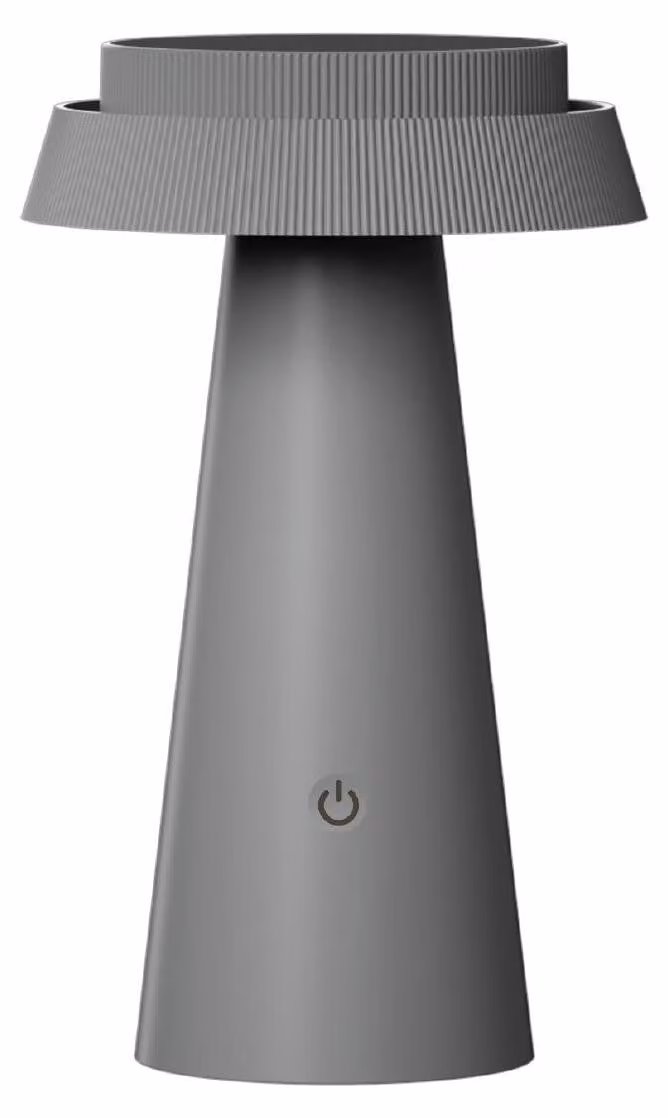 Luxus Europe - Lampada da tavolo solare Mambo grigia - Lampada da tavolo solare LED da esterno, senza fili, alimentata a energia solare e ricaricabile tramite USB-C