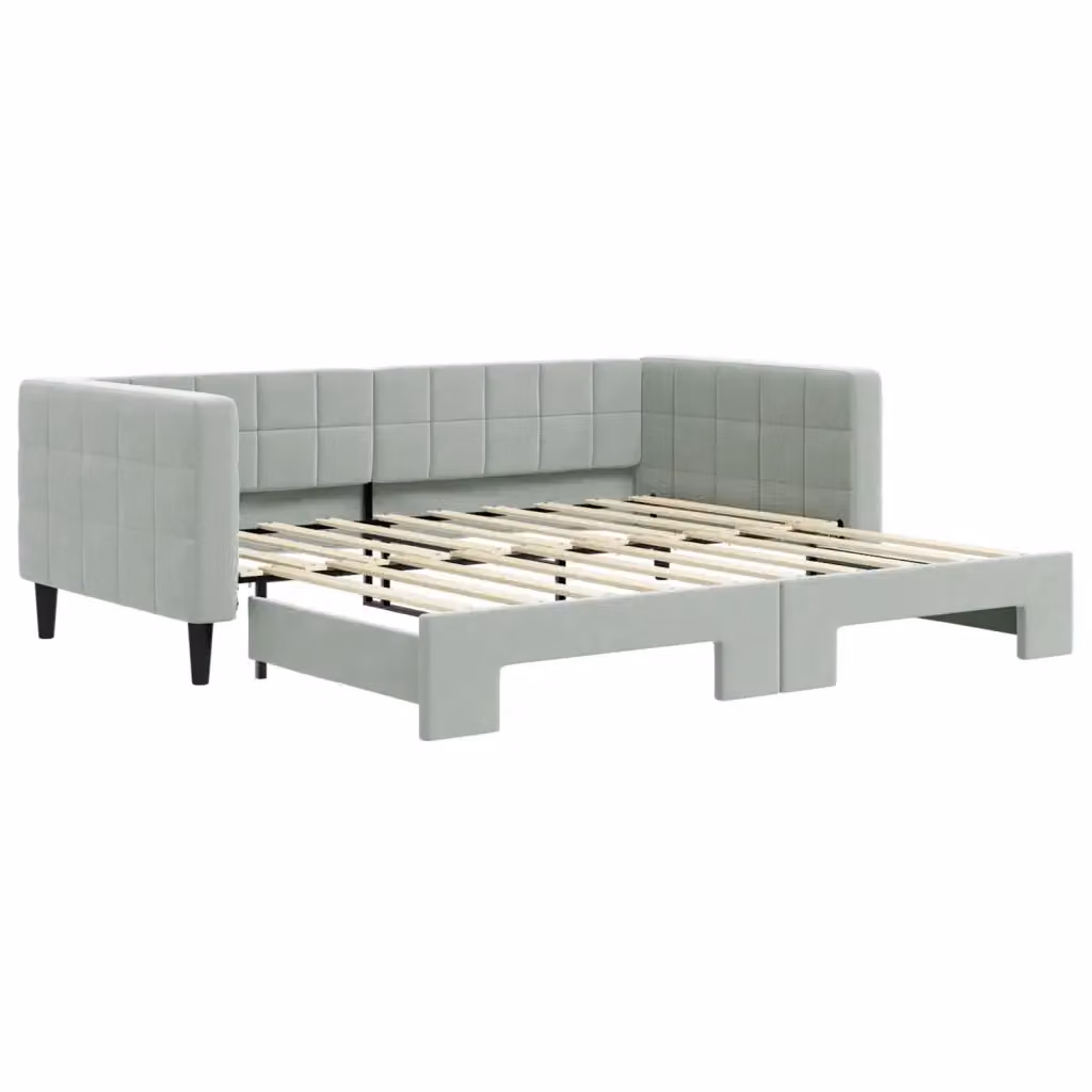 Divano Letto Moderno vidaXL in Velluto Grigio con Letto Estraibile L/P/H: 213 x 90 x 68 cm