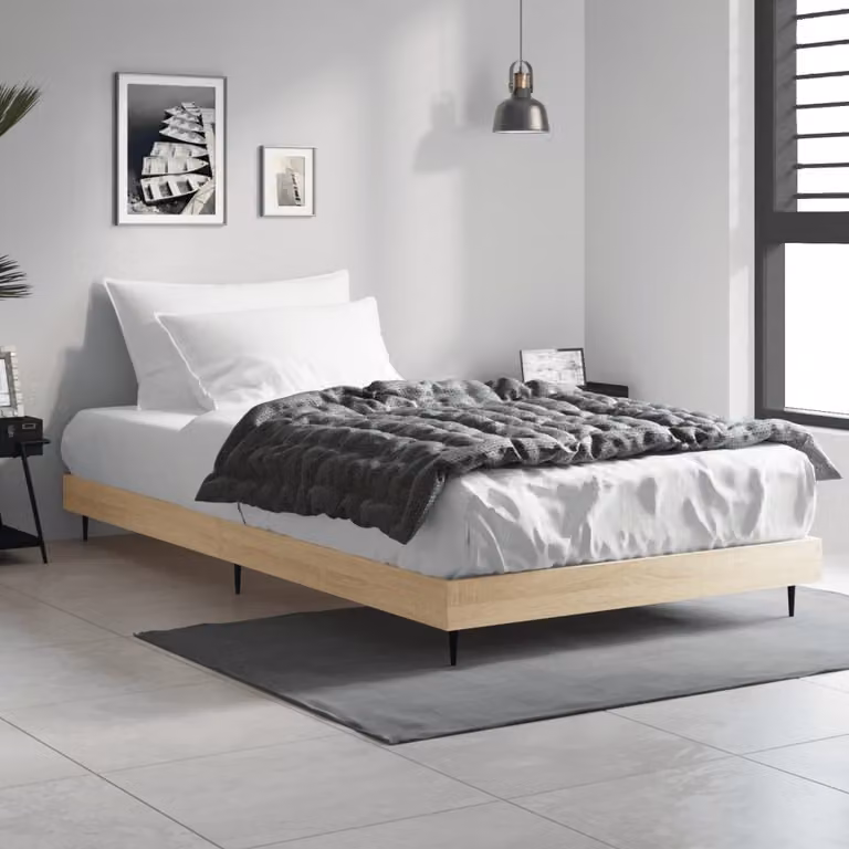 Giroletto vidaXL in Rovere Sonoma e materiali misti con doghe fisse, L/P/H: 100 x 200 x 20 cm