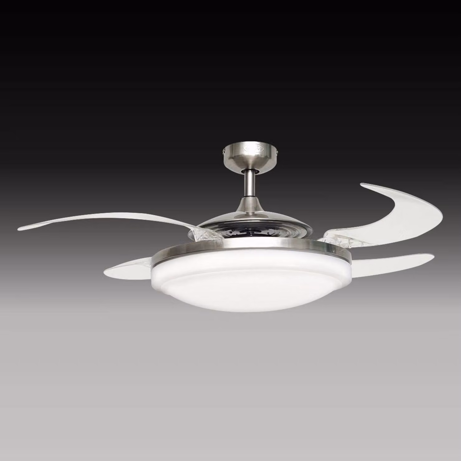 Beacon Lighting Ventilatore con luce Fanaway Evo 2, cromo opaco, silenzioso FANAWAY, Chiaro / Trasparente, Soggiorno / Sala da pranzo, Plastica, Design