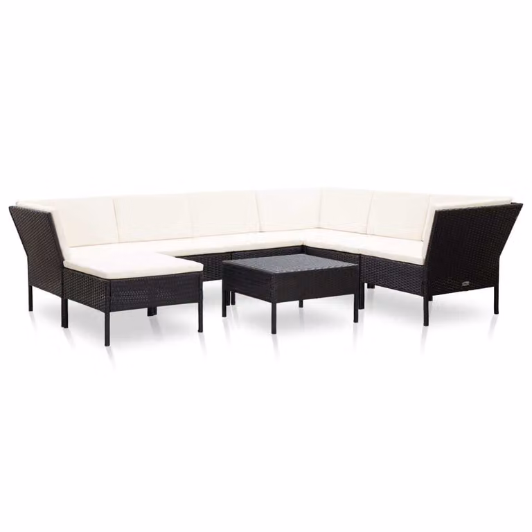 vidaXL set salotto da giardino 8 pezzi con cuscini in poly rattan nero