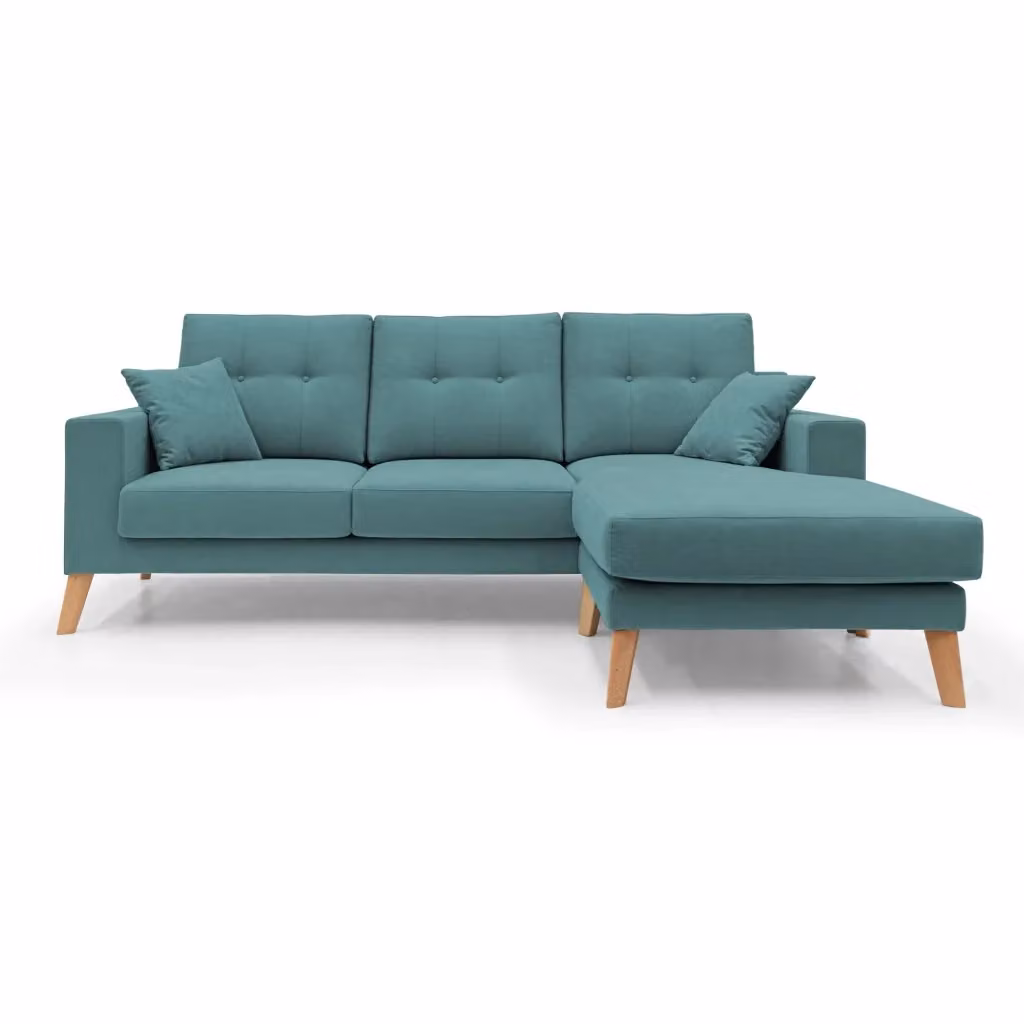 Divano angolare reversibile Danish di Divani.Store in tessuto impermeabile petrolio L 237 cm – 2