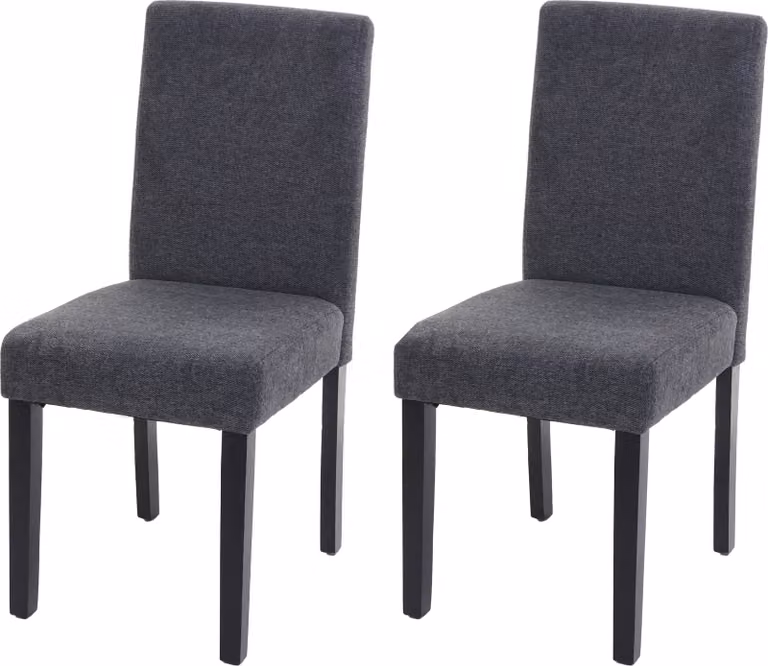 set di 2 sedie per sala da pranzo Sedia da cucina Littau ~ tessuto, grigio antracite, gambe scure