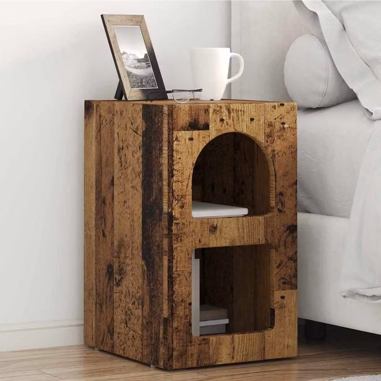 Set di 2 comodini vidaXL ELST in legno vecchio marrone L: 29,5 cm, P: 33,5 cm, H: 50 cm