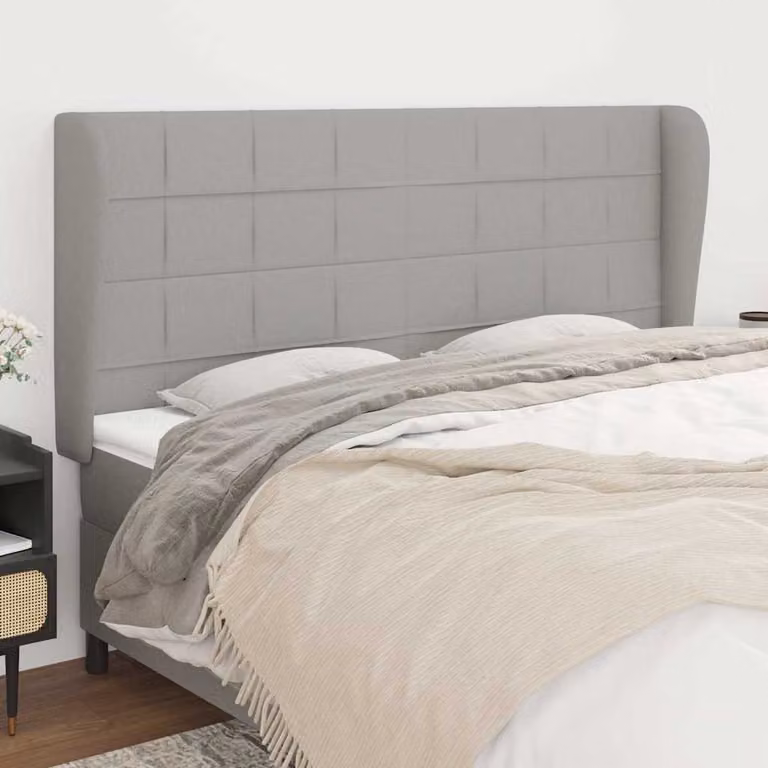 Testiera ad Orecchio vidaXL in Tessuto Grigio con Struttura in Legno L/P/H: 203 x 23 x 118 cm