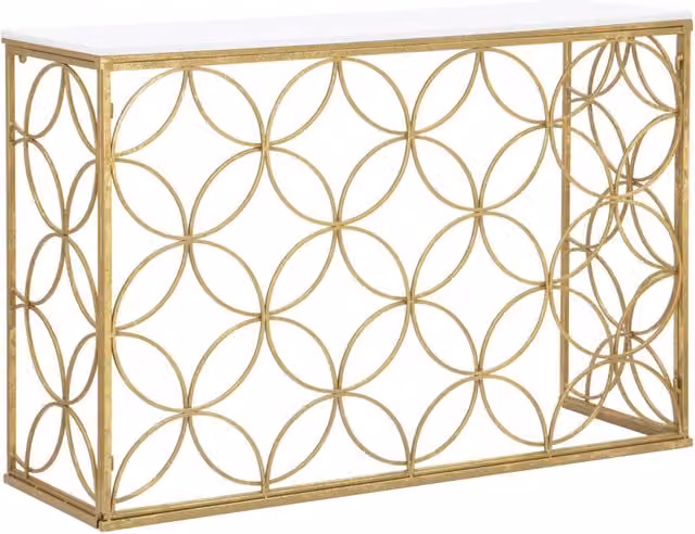 Console Star Marble GIORDANOSHOP in Marmo e Metallo Oro e Bianco L/P/H: 120 x 40 x 80 cm
