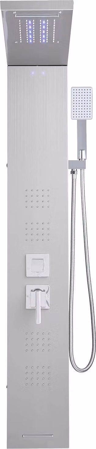 SucceBuy sistema di pannelli doccia 5 in 1 con acciaio inox, LED e doccia a pioggia per montaggio a parete