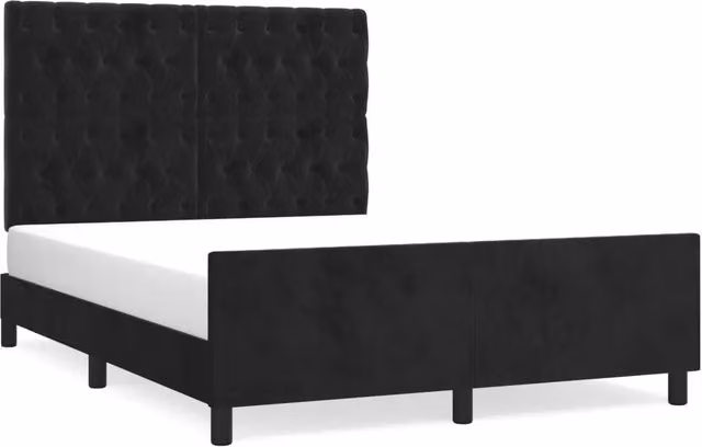 Letto matrimoniale | Letto per adulti | Giroletto senza Materasso Nero 140x190 cm in Velluto