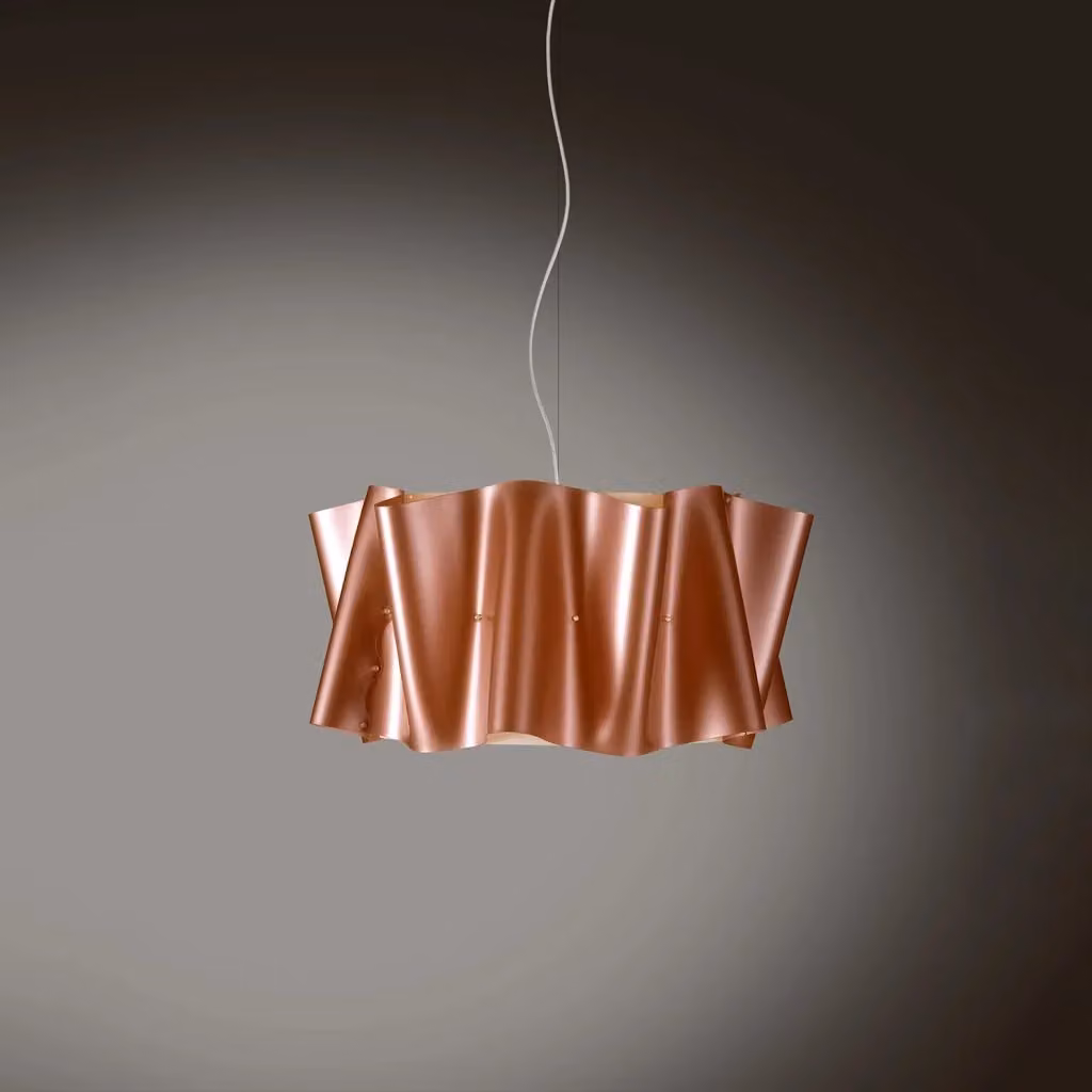 Lampada a sospensione moderna Folio Linea Zero in rame e metallo cromo con 1 luce E27, Diametro: 50 cm – 2