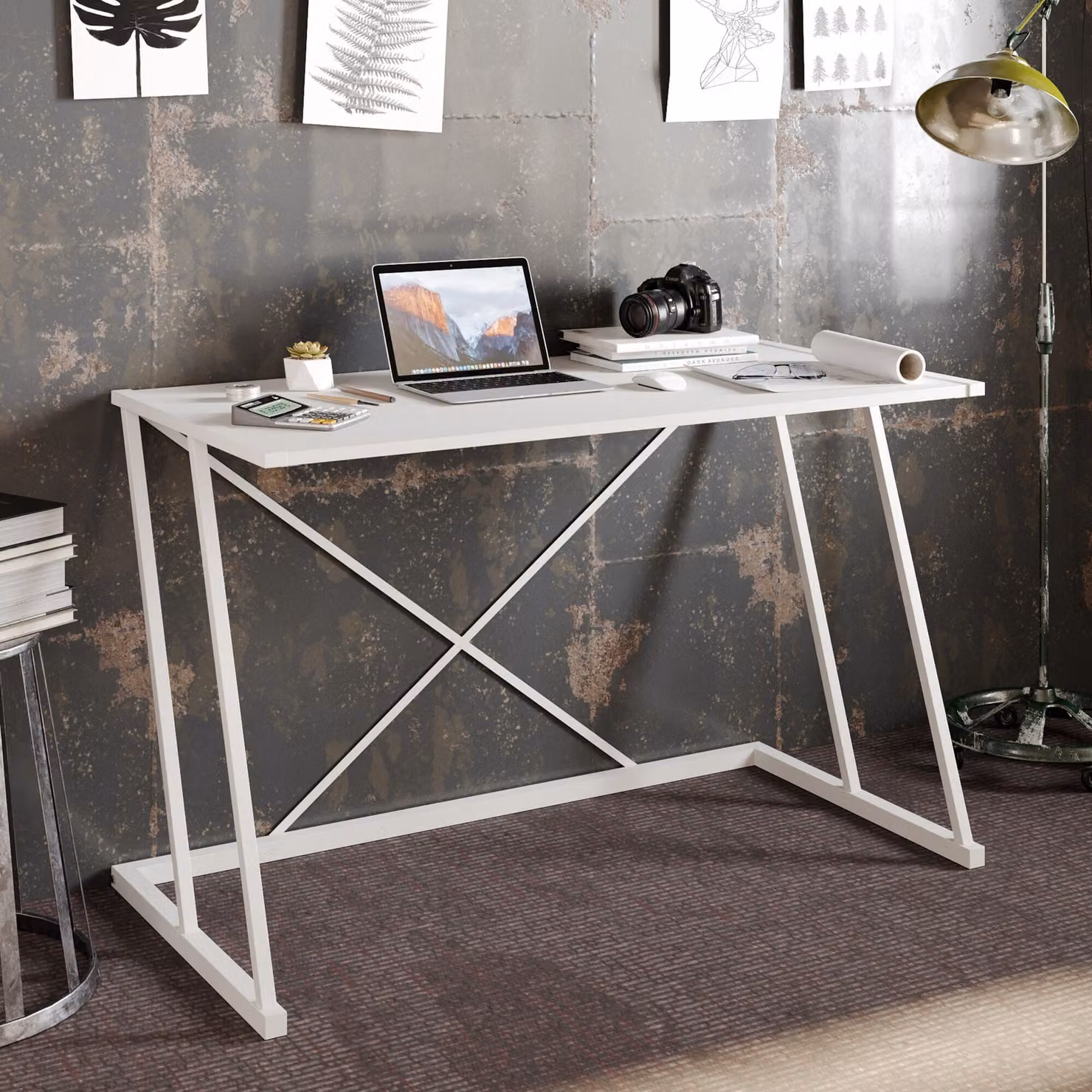 Skye Decor, Anemon - Bianco, Scrivania, Bianco, Cartoncino rivestito al 100 % di melamina, 120 x 75 x 75 cm