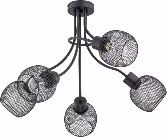 Lampada da soffitto rustica a 5 paralumi in rete metallica PLENA 5xE27 15W ALF25835 Alfa