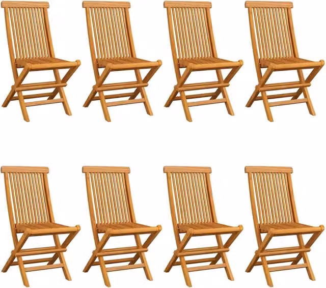 Set di 8 sedie pieghevoli vidaXL in legno di teak con cuscini color crema per giardino