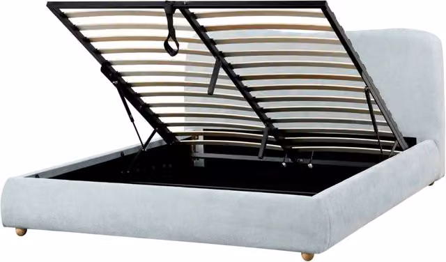 Letto contenitore Tessuto di ciniglia azzurro poliestere 160 x 200 cm Design moderno e minimalista Ottomana