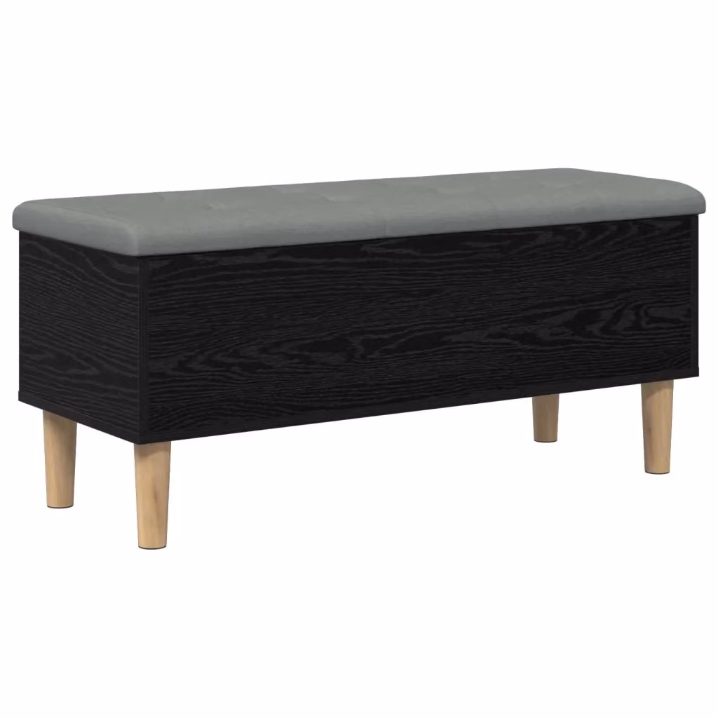 Panchina moderna con cuscino vidaXL in legno, colore nero e grigio, L 102 x P 42 x H 46 cm – 2
