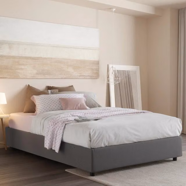 Letto Matrimoniale Annibale, Letto Matrimoniale Sfoderabile Made in Italy, Grigio
