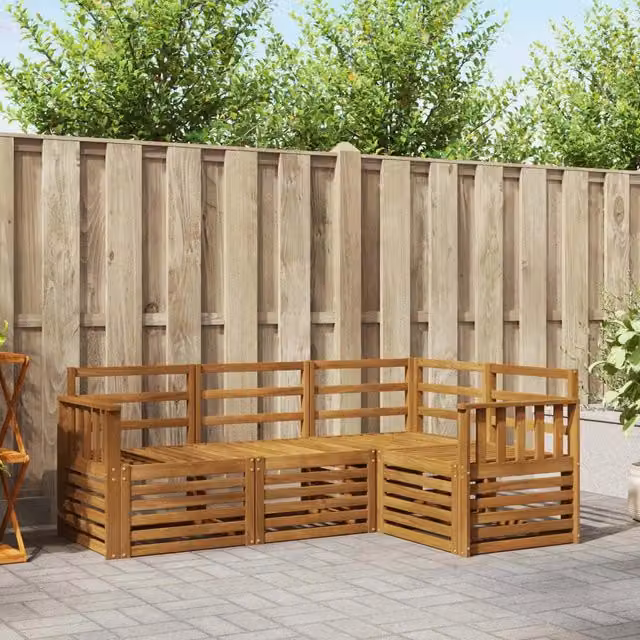Set di divani da esterno 4 pz Naturale Poliestere 3374719