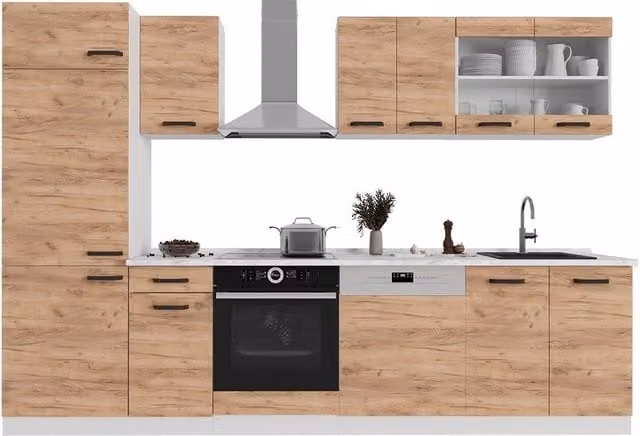 Cucina componibile moderna R-Line Vicco Rovere dorato e Bianco L: 300 cm – 1