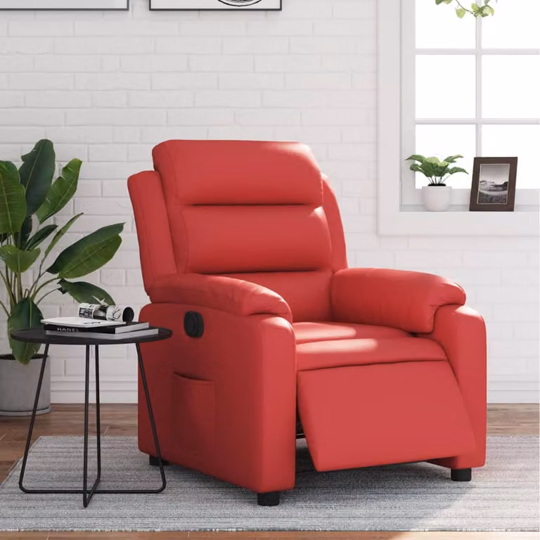 Poltrona Reclinabile Elettrica vidaXL in Similpelle Rossa con Braccioli e Funzione Auto-Return