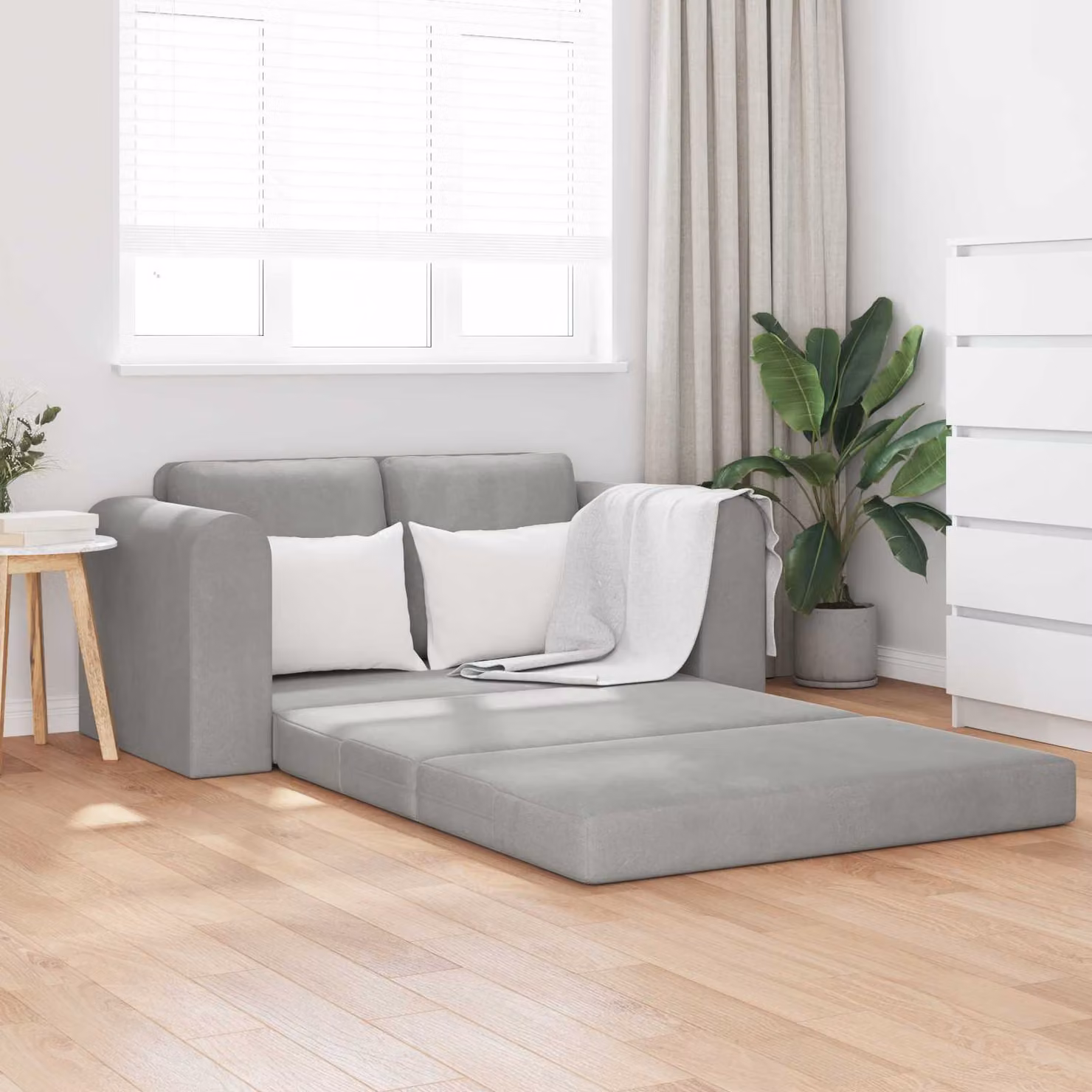 vidaXL Divano letto in velluto Grigio, L: 148 cm, P: 71 cm, H: 83 cm