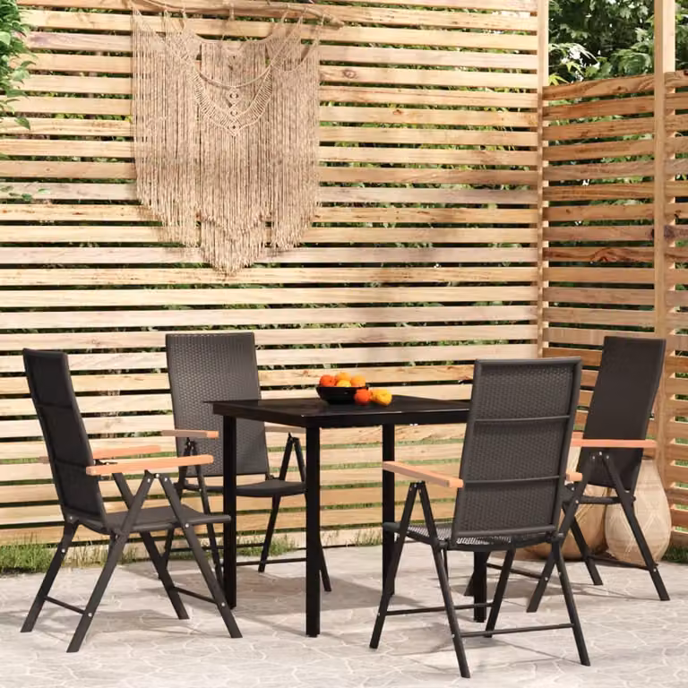 Maison Exclusive - Set da pranzo da giardino 5 pezzi nero