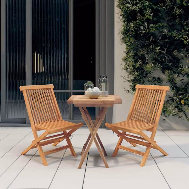Set da pranzo per giardino vidaXL in legno di teak marrone composto da 3 pezzi