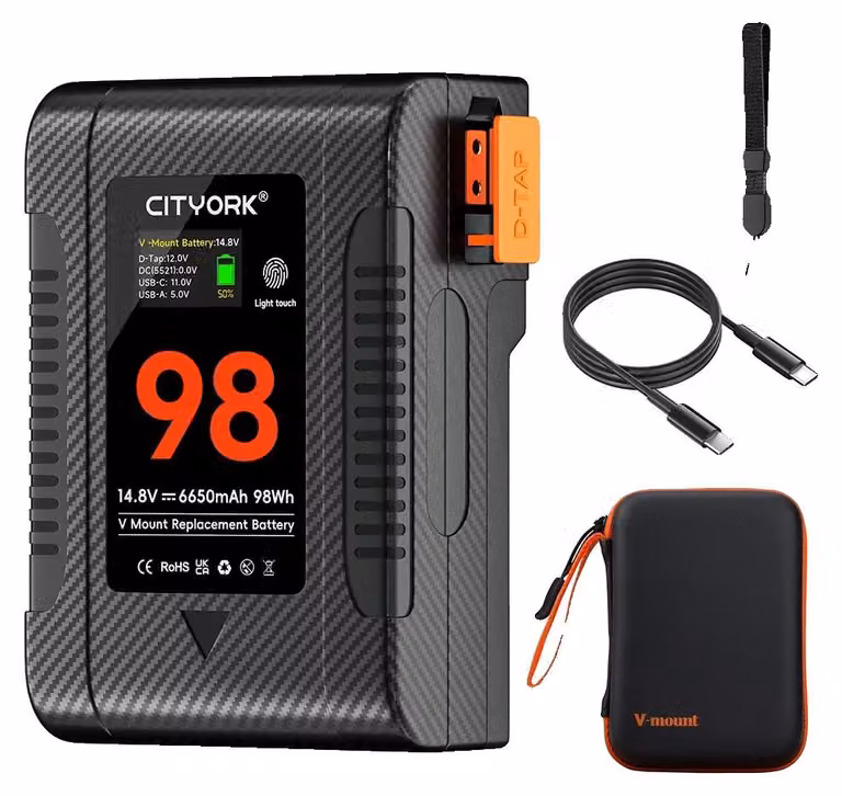 Batteria V-Mount, capacità 6650mAh, ricarica rapida, modello BP-98, capacità 6650mAh